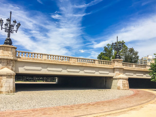 beatiful stone bridge in turia park italy 