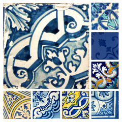 Collection of orange patterns tiles