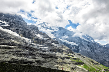 Fototapeta na wymiar Family Swiss Alpine Hike