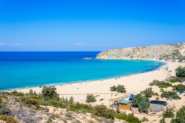 The tropical and scenic nudist beach of Sarakiniko on Gavdos island, Greece.