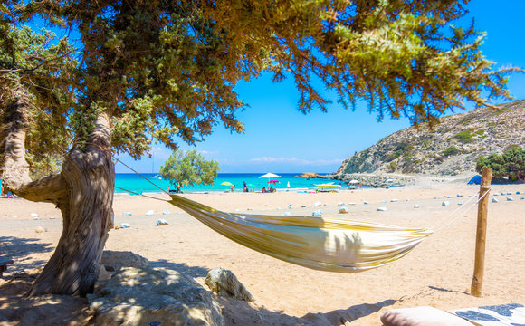 The tropical and scenic nudist beach of Sarakiniko on Gavdos island, Greece.
