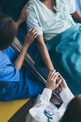 asian woman doctor encouragement and supportive to cansor patient after consult and examine in...