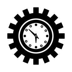 watch time in shape gear machine isolated icon