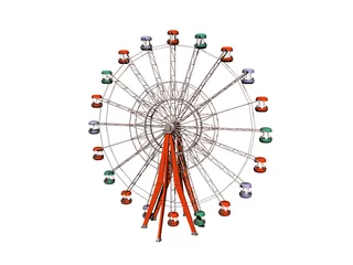 Deurstickers Rotes Riesenrad mit Gondeln © Dr. N. Lange