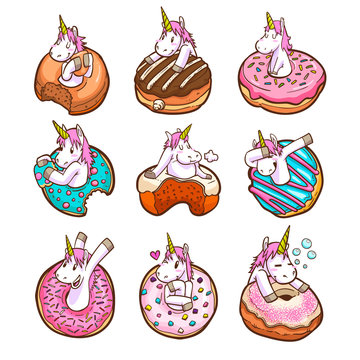 Cute Unicorn And Donuts