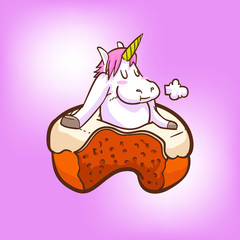 cute unicorn and donuts