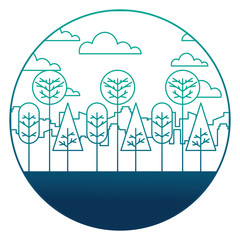 landscape nature with tree plant isolated icon