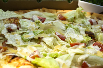 Pizza macro shot.