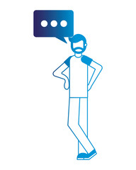 beard man with speech bubble communication neon design