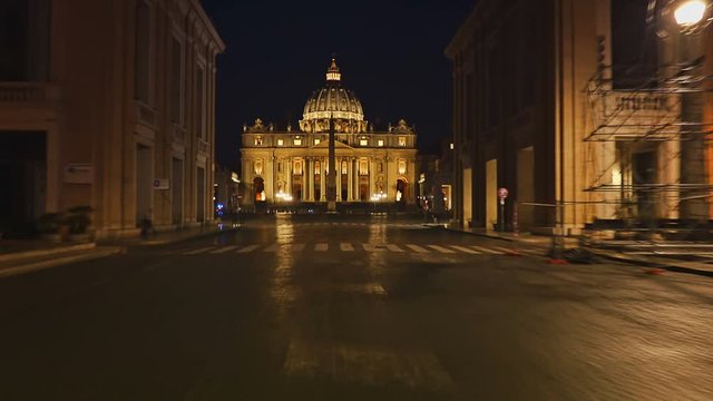 walking to st peter's basilica at night motion timelapse hyperlapse