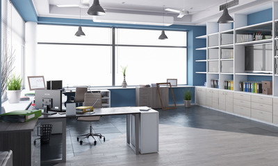 Elegant office interior. Mixed media