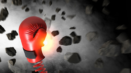 Boxing glove surprise. Mixed media