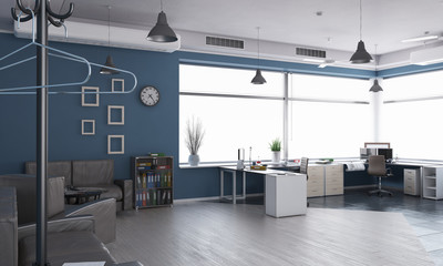 Elegant office interior. Mixed media