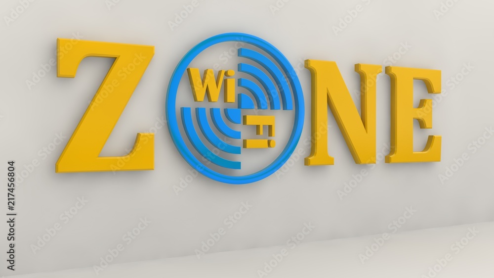 Poster image text area wi fi, with the sign of the target and the symbol of wi fi on a white background. th