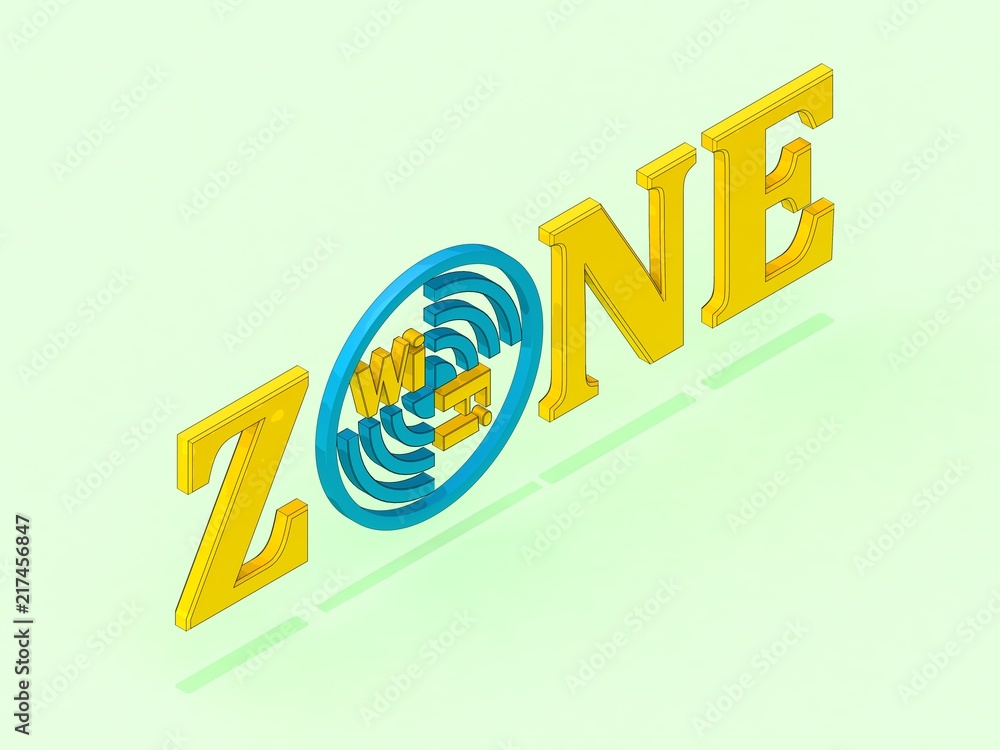 Poster image text area wi fi, with the sign of the target and the symbol of wi fi on a green background. th