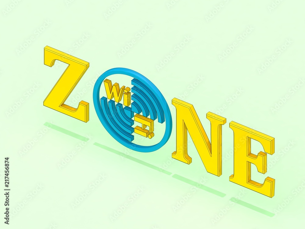Poster image text area wi fi, with the sign of the target and the symbol of wi fi on a green background. th