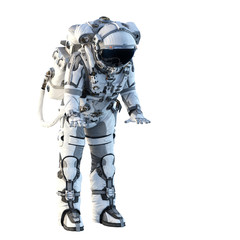 Astronaut on white. Mixed media