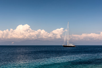 Fototapeta premium Sailing boat in the Ionian sea in Greece