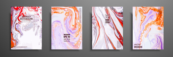 Creative trendy cards. Abstract painting templates with place for your text. Fluid art. Applicable for design covers, presentation, invitation, flyers, annual reports, posters and business cards.