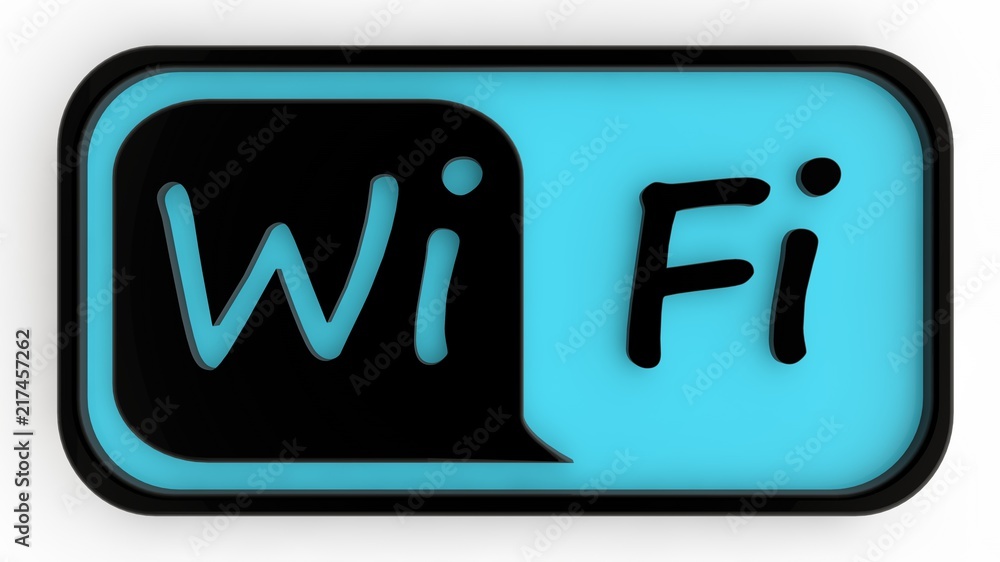 Poster the image of panel text wi fi black and blue, the idea of zones and areas free internet access. isol