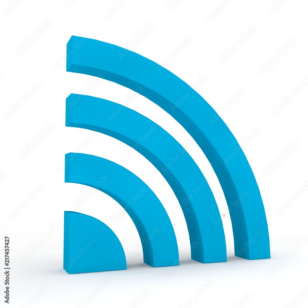 Poster sign wi fi distribution, antenna blue color, symbol of the availability of phones and internet for m