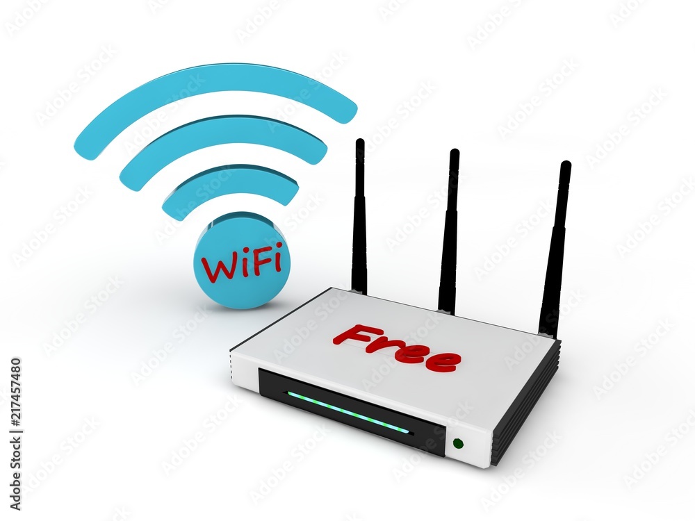 Poster image router and sign of wi fi distribution, the idea of wi fi zones for easy operation and equipmen