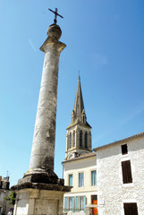 Ville d'Eymet, clocher église Notre-Dame de l'Assomption, département de la Dordogne, Périgord, France