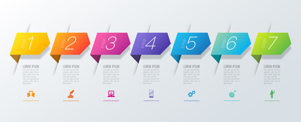Infographics design vector and business icons with 7 options.