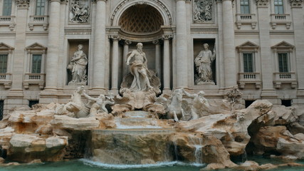 Fototapeta na wymiar Rome Trevi Fountain Architecture And Landmark In City Center front view