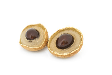 Fresh longan slice on white background