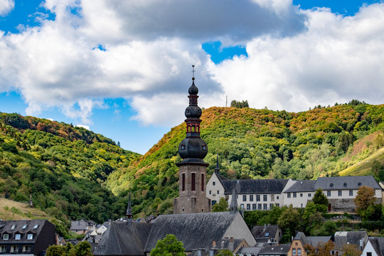 Church of cochem in front of cloudy cluw sky