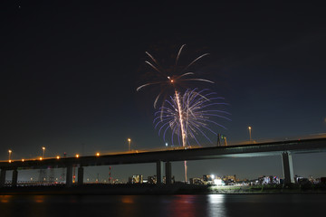 Koto fireworks display in summer of Japan