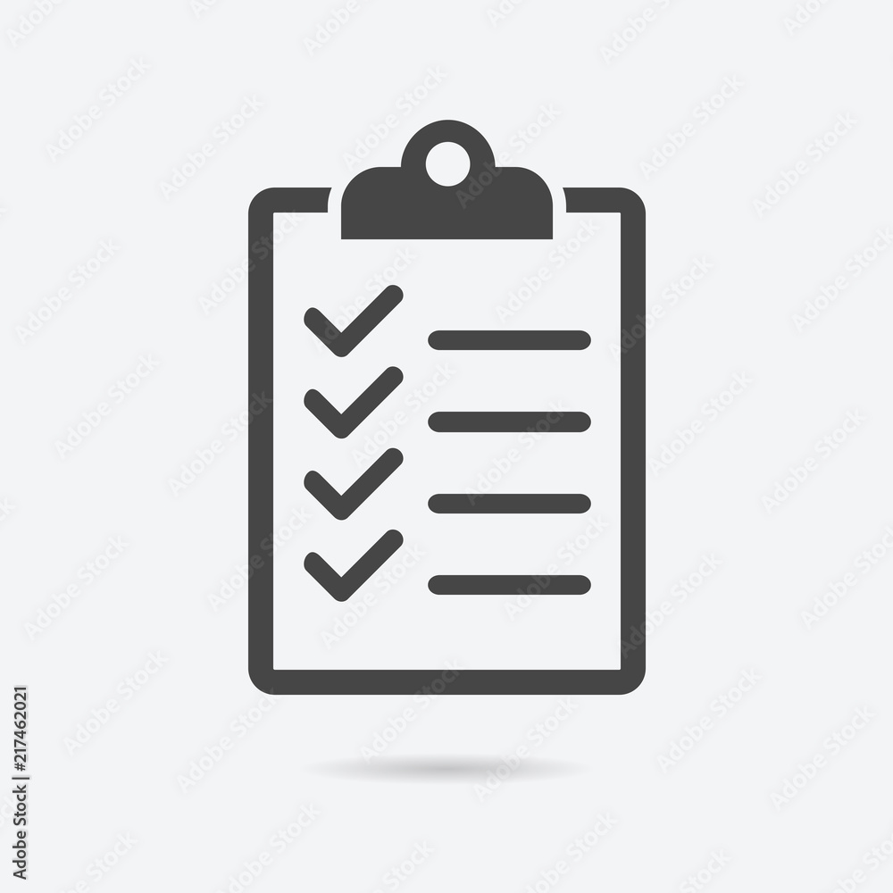 Poster Checklist icon flat style isolated on background. Checklist sign symbol for web site and app design.