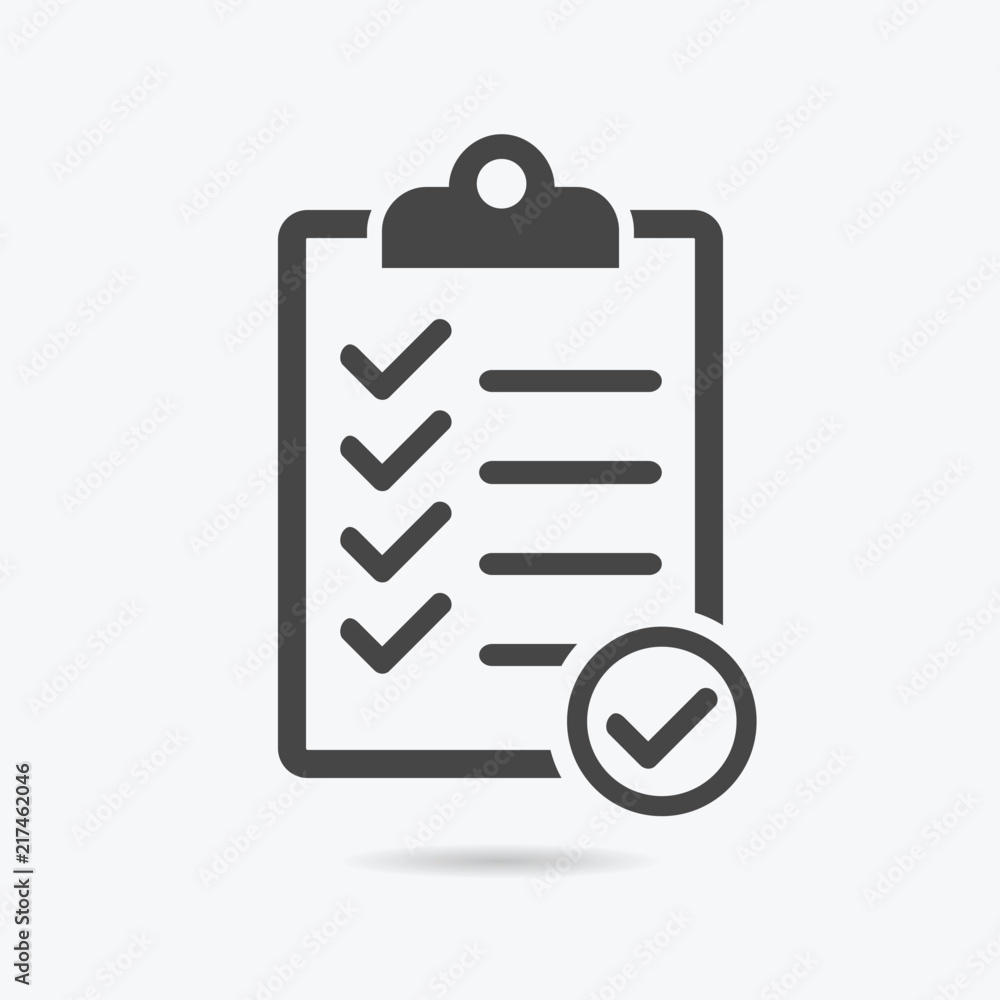 Poster Checklist icon flat style isolated on background. Checklist sign symbol for web site and app design.