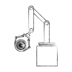 robot arm for automotive engineering with car wheel