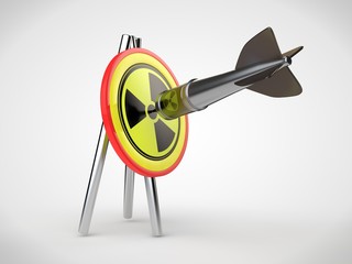 The image of the target radiation symbol and the dart hit the target, in the form of nuclear...