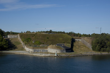Old fortress Oscar Fredriksborg from 1900:s outside Atockholm in Vaxholm