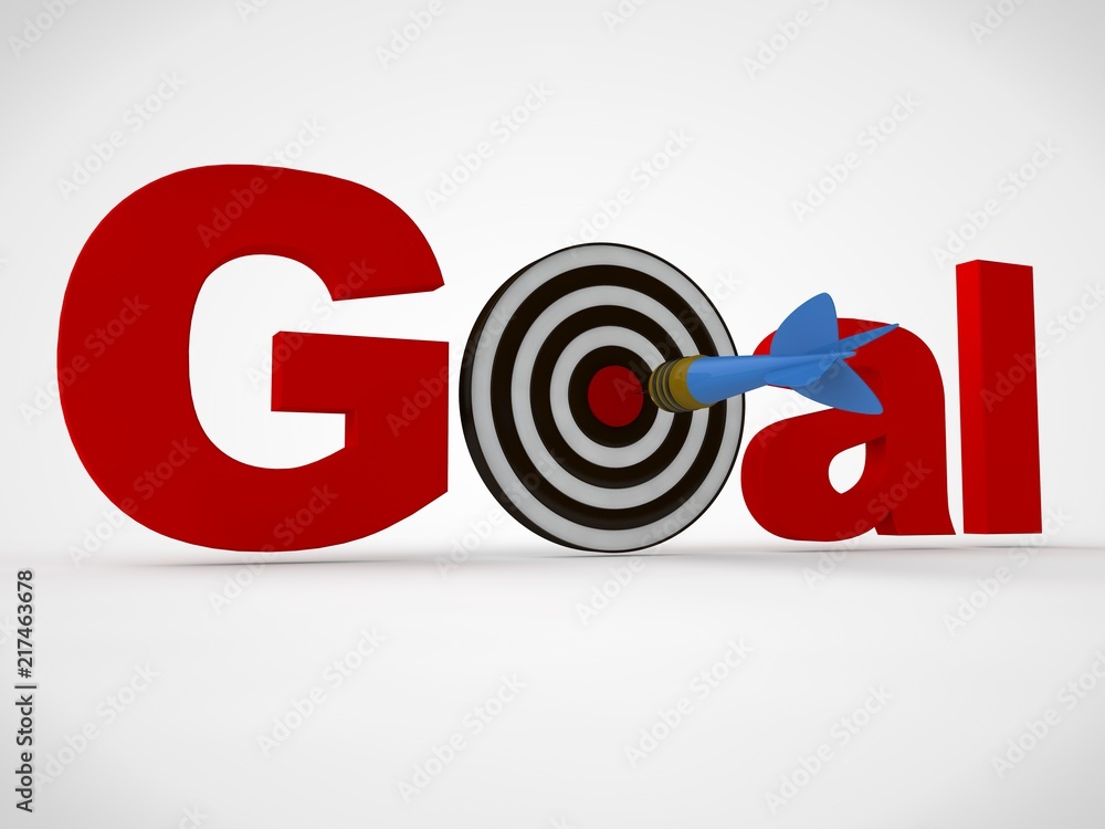 Aufkleber the goal of the text is red, with the target instead of the letter o, and the arrow hit the target. 