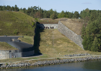 Old fortress Oscar Fredriksborg from 1900:s outside Atockholm in Vaxholm