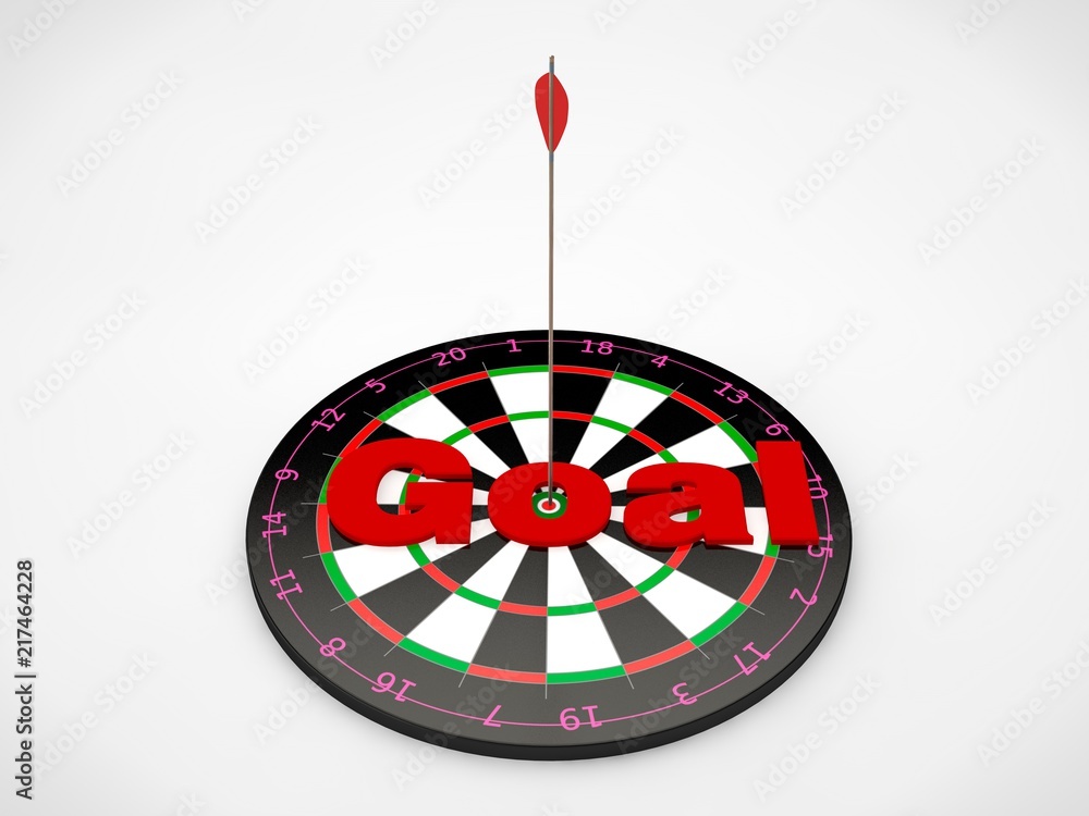Poster the image of the target for javelins and arrows hit the target , with the red text goal. the image o