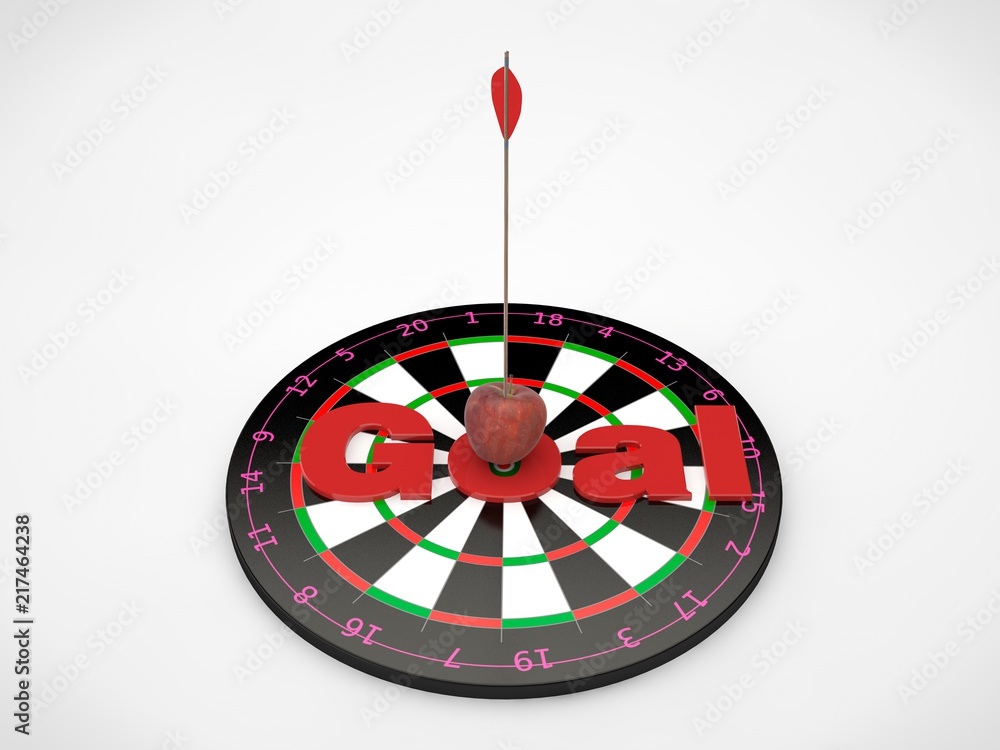 Poster the image of the target for javelins and arrows hit the target in the bull's-eye, with a red text go