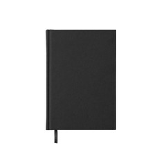 Isolated black book notebook planner dark color with bookmark on white background