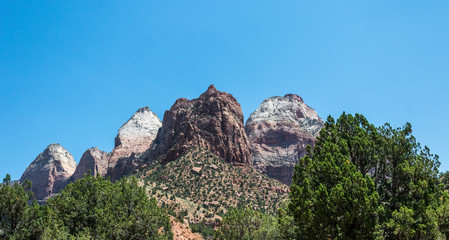Peaks of the mountains in Zion National Park, Utah, USA