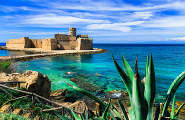 Medieval castle in the sea. Le Castella,  Isola capo Rizutto in Calabria, Italy