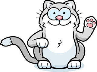 Obraz na płótnie Canvas Cartoon Little Cat Waving