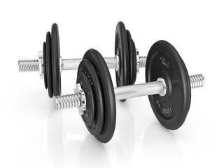 Dumbbells on white