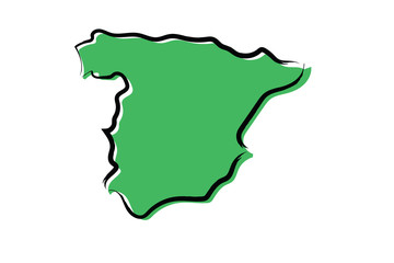 Stylized green sketch map of Spain