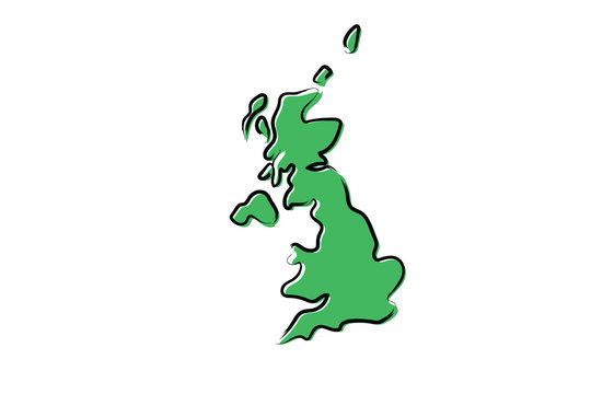 Stylized green sketch map of United Kingdom