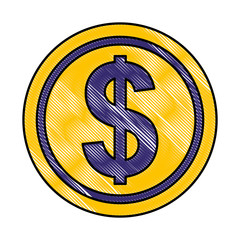 dollar coin money currency economy vector illustration