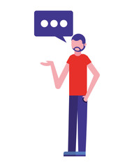 man character speech bubble message vector illustration
